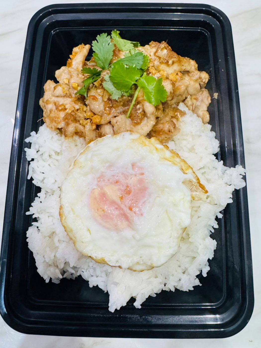 Garlic & Pepper Pork Rice with Fried Egg
